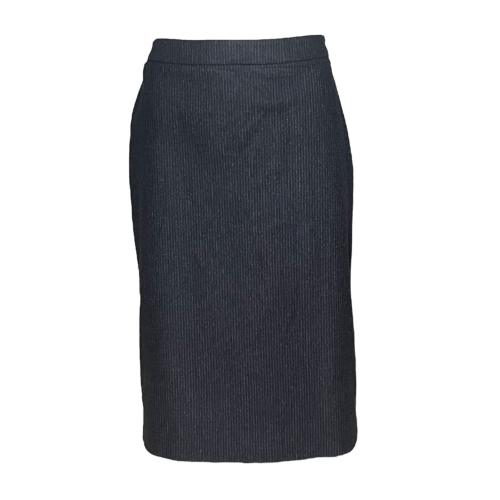 Max Mara Pencil Tulip Skirt Gray Pinstripe Virgin Wool Angora Blend Size 8 USA